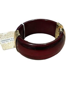 Red Haute Hippie Deep Wine Bangle Bracelet w/ Shimmer Chunky red bangle .
